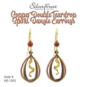 Silver Forest Copper Double Teardrop Spiral Dangle Earrings